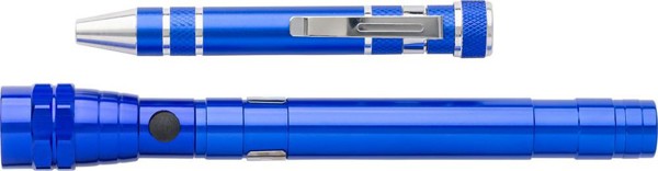 Lampe de poche et tournevis Olivia | Aluminium | 2-en-1 - bleu cobalt