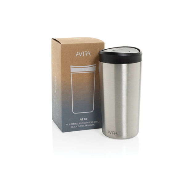 Termohrnek 400ml Avira Alix z RCS recykl. nerezové oceli - Stříbrná