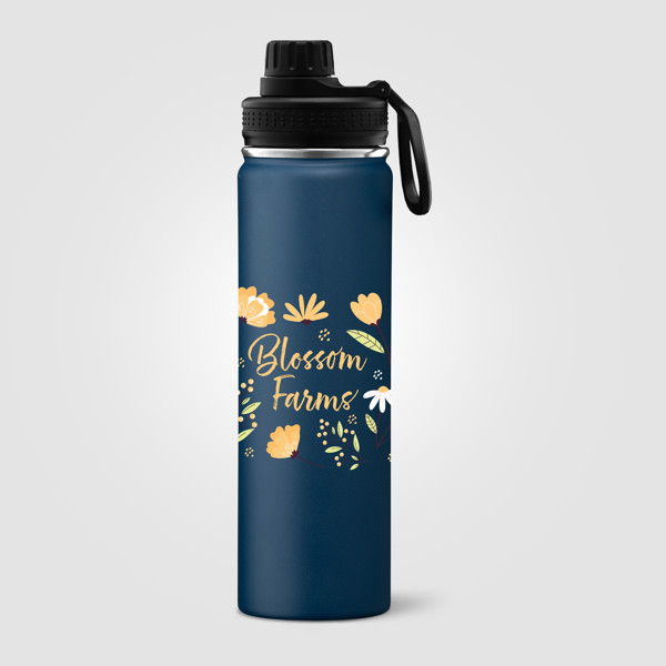 Alaska - 710 ml Bouteille d’eau en acier inoxydable à double paroi - Bleu marine / Sérigraphie