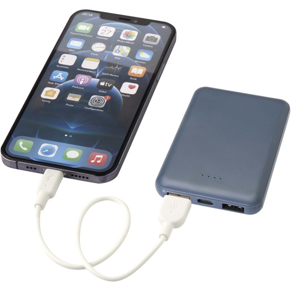 Batterie de secours en plastique recyclé Asama type-C de 5 000 mAh - Bleu hale