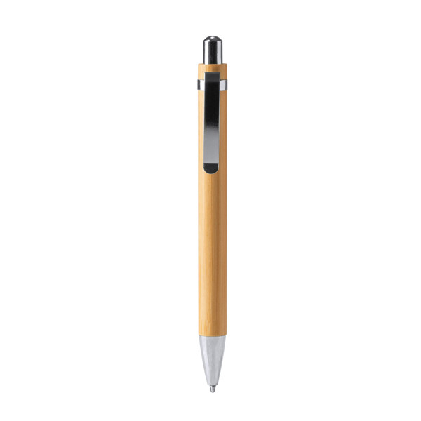 Personalised bamboo ballpoint pen with metal accents