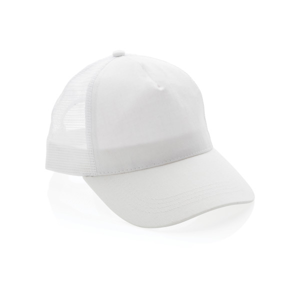 Casquette filet 5 panneaux coton recyclé Impact AWARE™ - Blanc