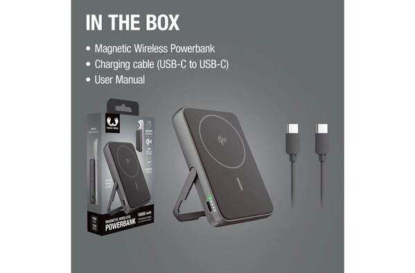 Fresh 'n Rebel Batterie externe sans fil 10000 mAh compatible MagSafe - Gris foncé