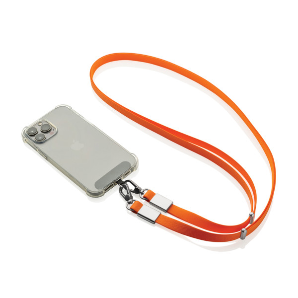 Crossbody lanyard Nivo RCS z recyklovaného PET - Oranžová