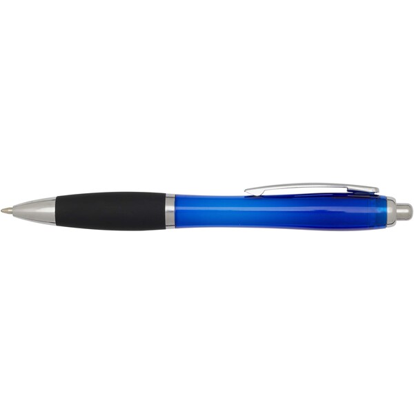 Stylo bille en plastique recyclé RCS avec corps coloré et grip noir (encre noire) Nash - Bleu royal