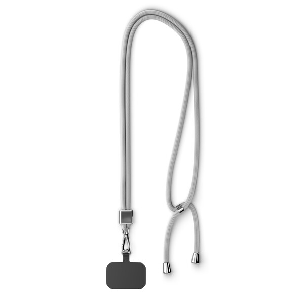 Crossbody, trendy 2-tone cord phone holder made of polyester - White / Silver accessories