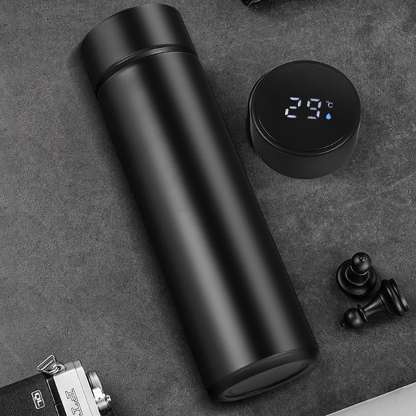 420 ml Falco thermal mug with thermometer - Black
