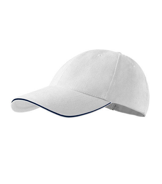 Čiapka Unisex Malfini® Sandwich 6P - Biela / nastaviteľná