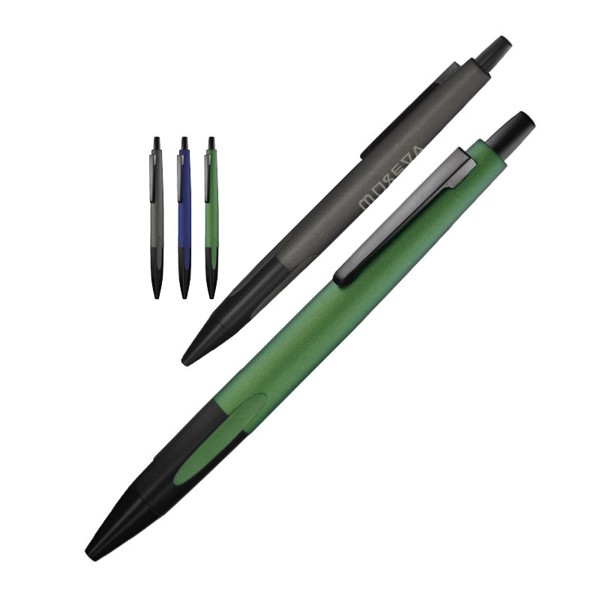 STYLO BILLE ECRITURE BLEU CORPS ET CLIP METAL - Vert