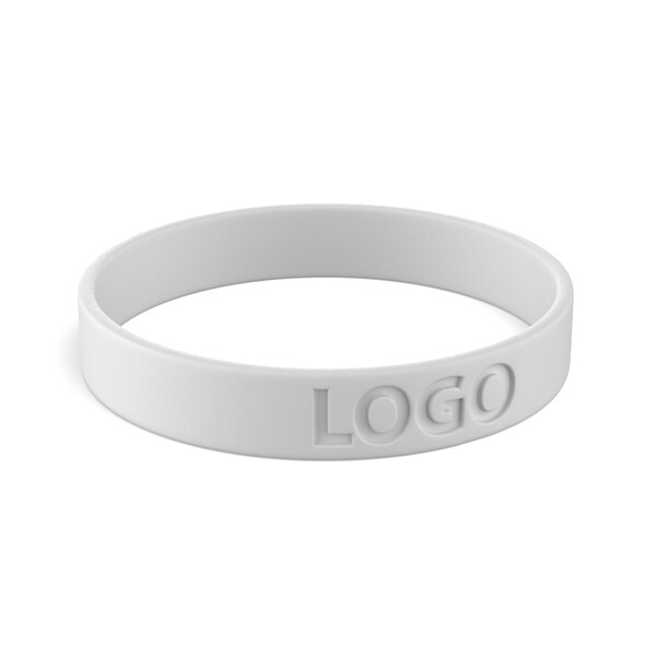 Customised silicone wristbands (12mm width) - White / 18x1.2x0.2cm