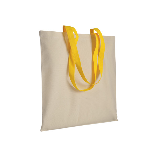 220 G/M2 Natural Cotton Shopping Bag With Coloured Long Handles - Yellow