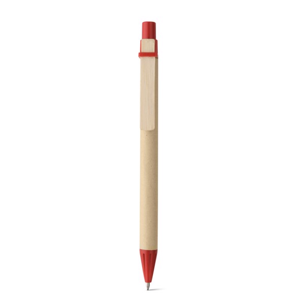 NAIROBI. Kraft paper ball pen with clip - Red