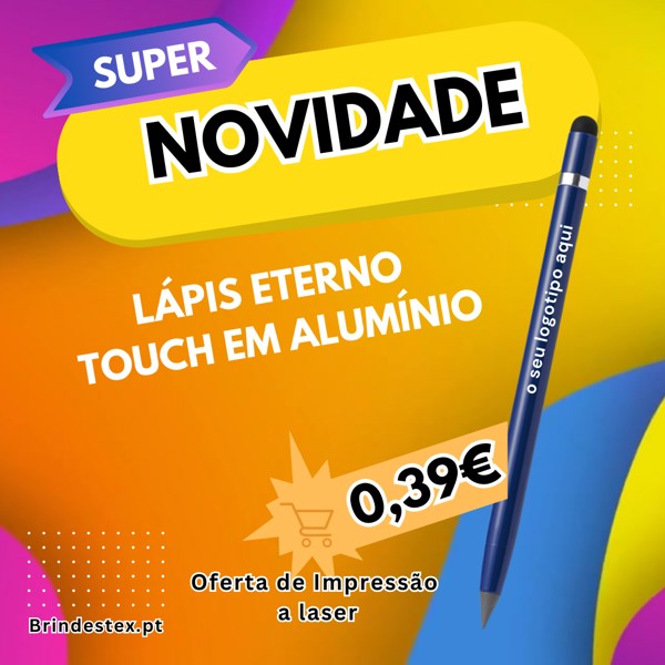 Lápis eterno com touch em alumínio com impressão a laser