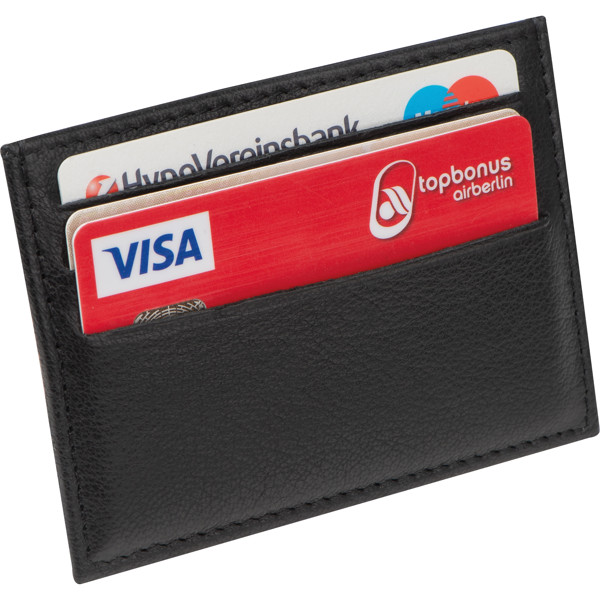 ISMAEL Suport carduri din piele, RFID - Black