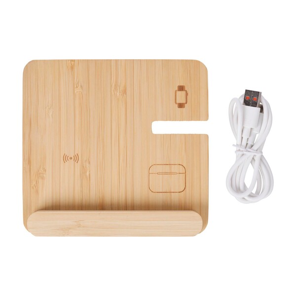 Chargeur sans fil Tribu | Bambou recyclé | 3-en-1