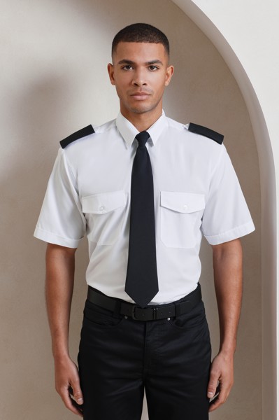 Men’S Short Sleeve Pilot Shirt - White / L/XL