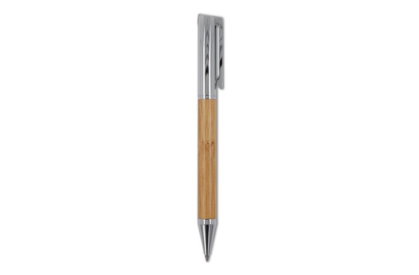 Metal ball pen and rollerball set bamboo in gift box