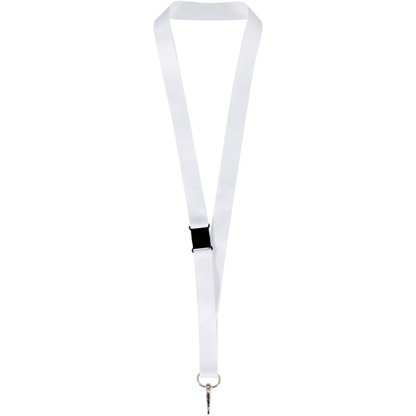 Lois sublimation RPET lanyard with safety breakaway - Solid Black / White / 10mm