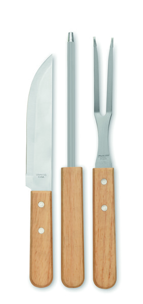 Tooldera BBQ Set Stainless Steel, Wooden Handles