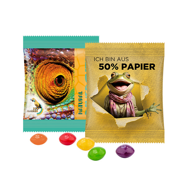 Mini bag 10g, compostable foil white, Skittles fruits chewy candy | Compostable foil: white