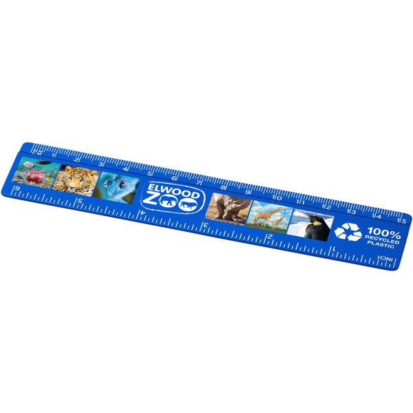 Righello da 15 cm in plastica riciclata Refari - Blu