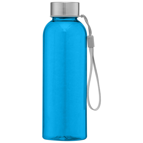 Skye - Bouteille d'eau 500 ml en rPET avec bracelet de poigne - Bleu foncé / Sérigraphie