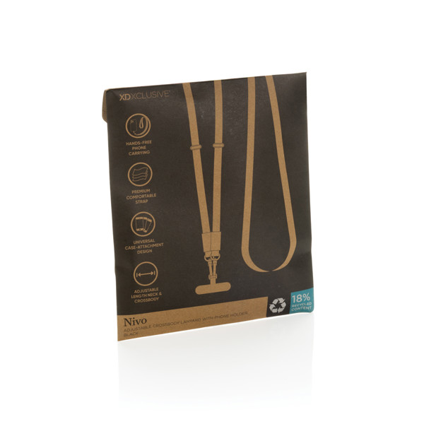 Crossbody lanyard Nivo RCS z recyklovaného PET - Černá