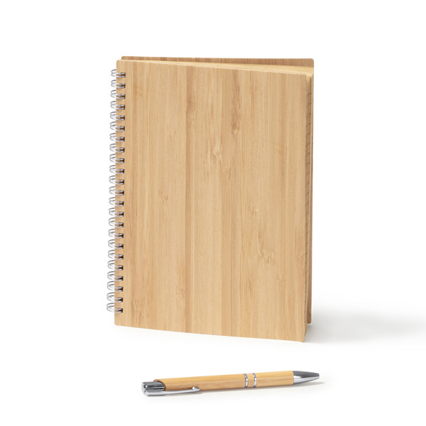 Personalised A5 bamboo notebook set with pen 80 sheets recycled paper