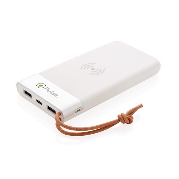 Aria powerbank 8000 mAh, 5W brezžično polnjenje - Bela