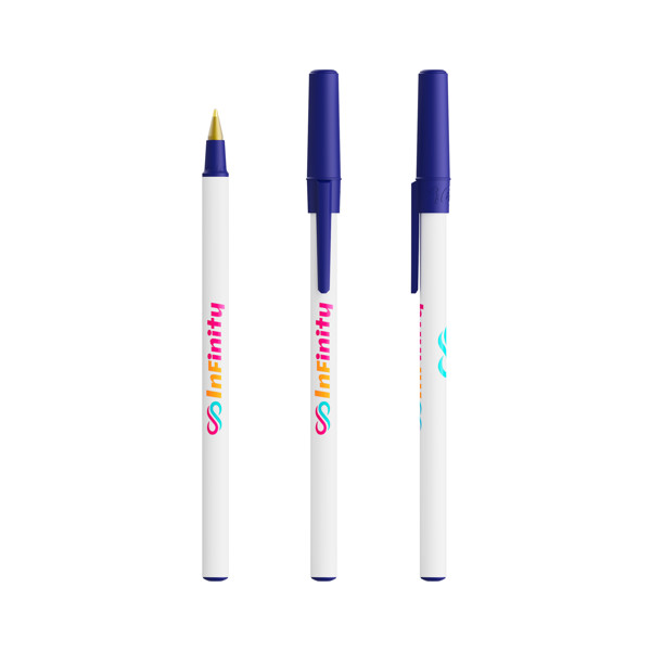 BIC® Round Stic® Ecolutions® ballpen - Bleu Marine Recyclé