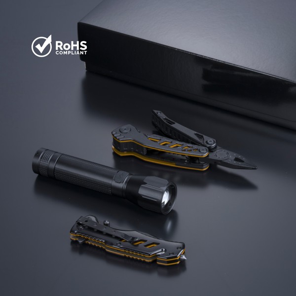 Optima Set Iii: Multitool, Rescue Knife, And Large Flashlight - Yellow
