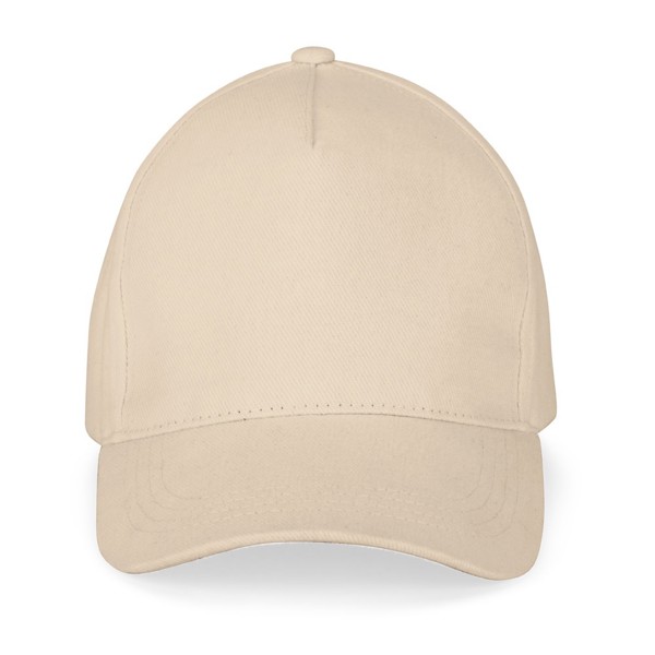 ASHTON. Čepice ze 100% bavlny (260 g/m²) s 5 panely - Béžová