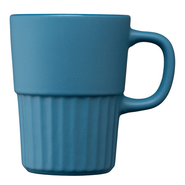 Majesty Ceramic Matte Finish Fluted Mug - 445 ml - Steel Blue / Silkscreen