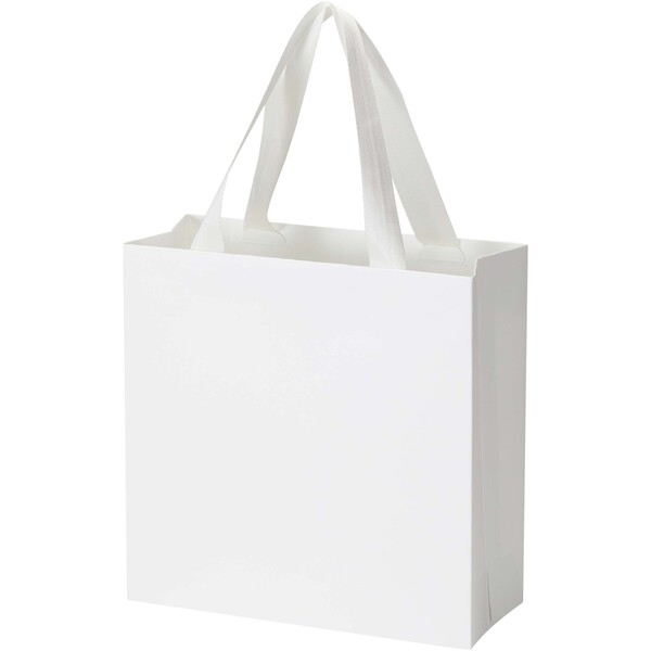 Smartfold 230 g/m2 paper bag with ribbon handles and matt lamination -  24 x 10 x 24 cm - White