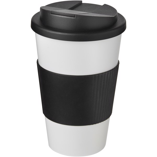 Termohrnček Americano® 350 ml s držadlom a uzáverom odolným proti vyliatiu - Biela / Jednofarebná čierna