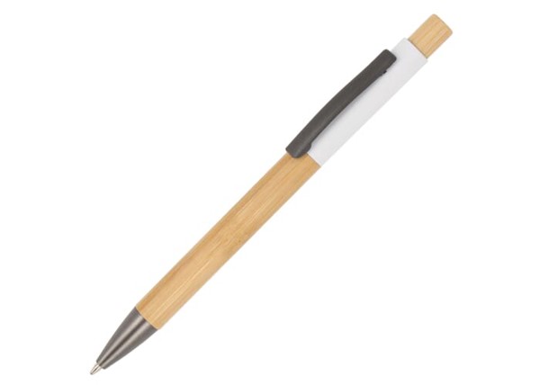 Ball pen Madrid bamboo - White