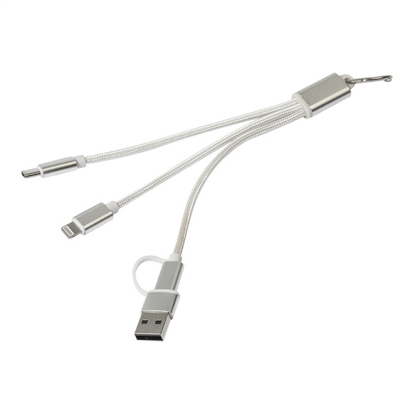 USB-Ladekabel mit Schlüsselanhänger Rafob - Silber