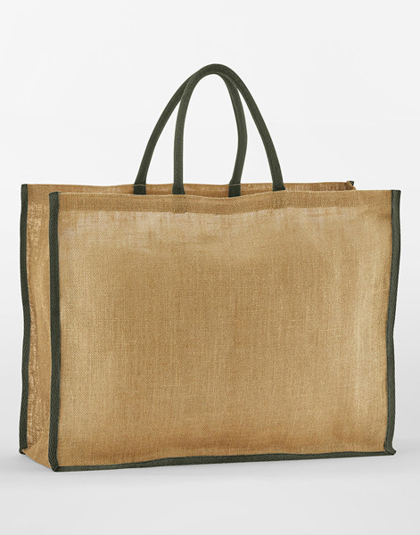 Natural Starched Jute Market Shopper - Natural / Olive Green / ONE SIZE