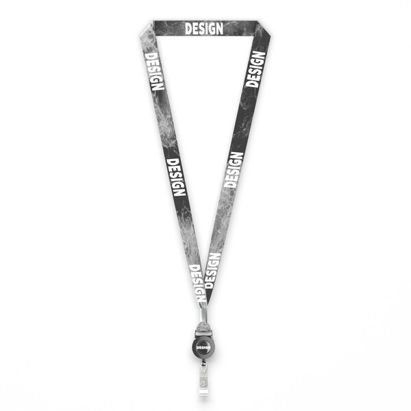 Recycled polyester (rPET) sublimation badge reel lanyard with metal crimp - 20mm width