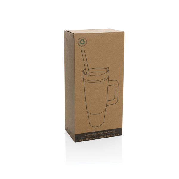 Mug 750ml avec poignée en plastique recyclé RCS Tana - Bleu Marine