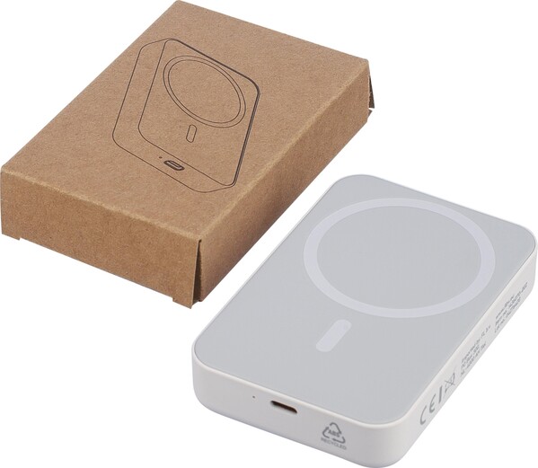 Gerecyclede draadloze oplader powerbank Meno - wit