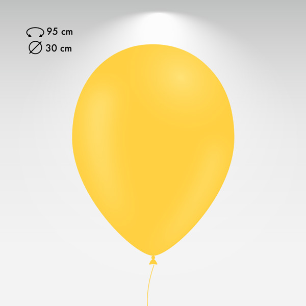 Balões Lisos Hg95i, Cores Pastel - Pack 100 Unidades - Amarelo