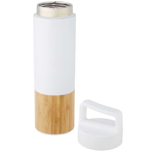 Garrafa de 540 ml de cobre isolada a vácuo em aço inoxidável com parede exterior de bambu "Torne" - Branco