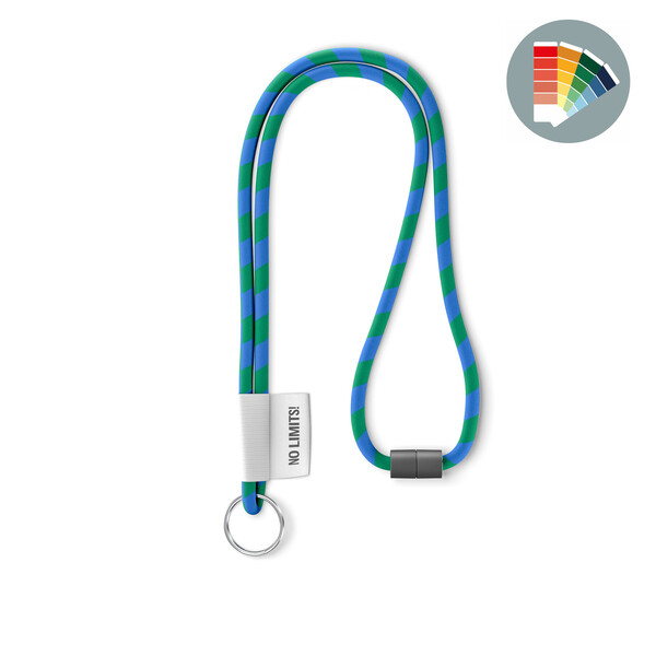 Polyester 2-tone cord lanyard with full colour label - Own PMS / Own PMS / Ring hook / Safety breakaway