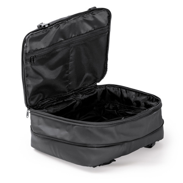 Expandable personalized PU leather backpack 16 liters with vacuum pump and 17-inch laptop compartment