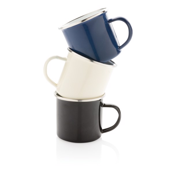 Xd Collection enamel mug, 350 ml carbon steel - White
