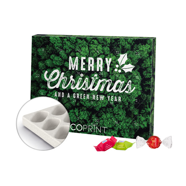 Advent calendar eco XL, cardboard inlay, Lindt LINDOR milkballs | 24 Lindt LINDOR milk balls, 300 g