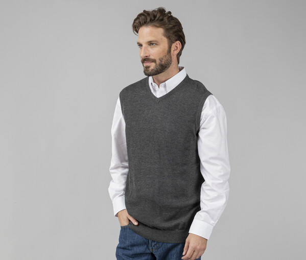 Pull sans manche col V - DARK GREY / L
