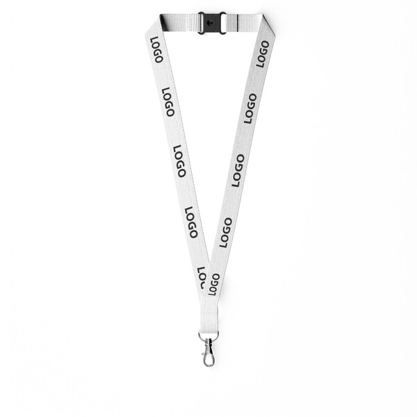 Organic cotton screenprint lanyard - 20mm width / Metal carabiner / Safety breakaway