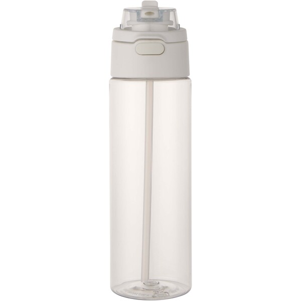 Theron 700 ml RCS recycled plastic water bottle with dual function lid and flip straw - Transparent Clear